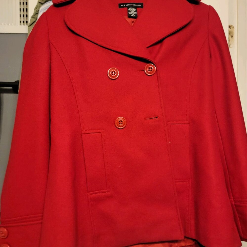 Red women's peacoat